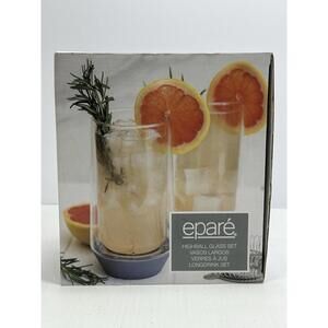New In Box Eparé Highball Glass Set 2 Handblown 13OZ Borosilicate Glass Hot Cold